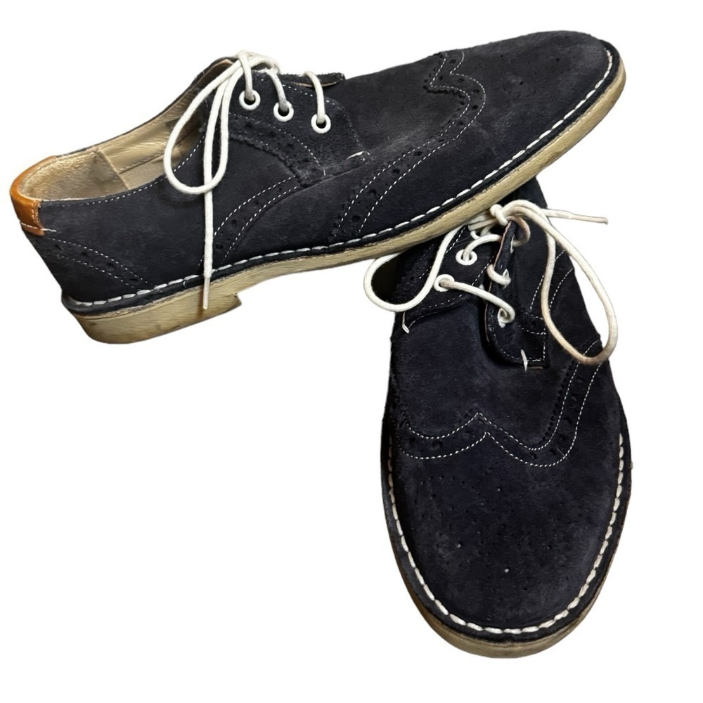 TED BAKER LONDON Men's US 8 Suede Leather Wingtip Oxford Derby Shoes Jamfro Blue - Picture 4 of 17